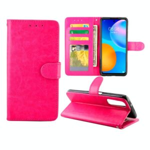 For Huawei P Smart(2021)/Y7a Crazy Horse Texture Leather Horizontal Flip Protective Case with Holder & Card Slots & Wallet & Photo Frame(Magenta) (OEM)