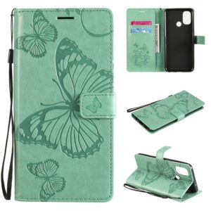 For OnePlus Nord N100 5G 3D Butterflies Embossing Pattern Horizontal Flip Leather Case with Holder & Card Slot & Wallet(Green) (OEM)