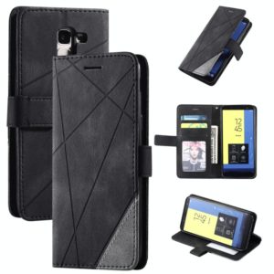 For Samsung Galaxy J6 Skin Feel Splicing Horizontal Flip Leather Case with Holder & Card Slots & Wallet & Photo Frame(Black) (OEM)
