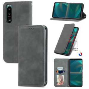 For Sony Xperia 5 III Retro Skin Feel Business Magnetic Horizontal Flip Leather Case with Holder & Card Slots & Wallet & Photo Frame(Grey) (OEM)