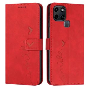 For Infinix Smart 6 Skin Feel Heart Pattern Leather Phone Case(Red) (OEM)