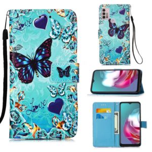 For Motorola Moto G30 / G10 / G10 Power Colored Drawing Pattern Plain Weave Horizontal Flip Leather Case with Holder & Card Slot & Wallet & Lanyard(Caring Butterfly) (OEM)