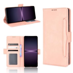 For Sony Xperia 1 IV Skin Feel Calf Texture Card Slots Leather Phone Case(Pink) (OEM)