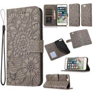 Skin Feel Embossed Sunflower Horizontal Flip Leather Case with Holder & Card Slots & Wallet & Lanyard For iPhone 6 Plus / 6s Plus(Gray) (OEM)