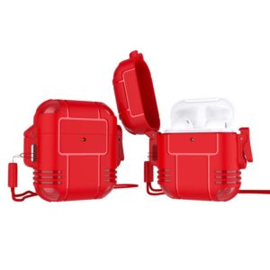 TPU Anti-full Earphone Protective Case with Lanyard For AirPods 1 / 2(Red) (OEM)