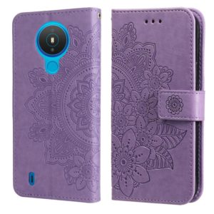 For Nokia 1.4 7-petal Flowers Embossing Pattern Horizontal Flip PU Leather Case with Holder & Card Slots & Wallet & Photo Frame(Light Purple) (OEM)