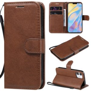For iPhone 12 mini Solid Color Horizontal Flip Protective Leather Case with Holder & Card Slots & Wallet & Photo Frame & Lanyard(Brown) (OEM)