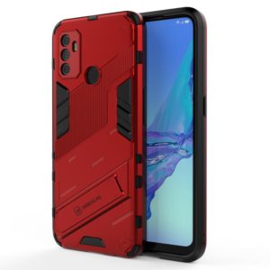 For OPPO A53 4G Punk Armor 2 in 1 PC + TPU Shockproof Case with Invisible Holder(Red) (OEM)