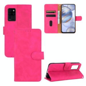 For Oukitel C21 / C21 Pro Solid Color Skin Feel Magnetic Buckle Horizontal Flip Calf Texture PU Leather Case with Holder & Card Slots & Wallet(Rose Red) (OEM)