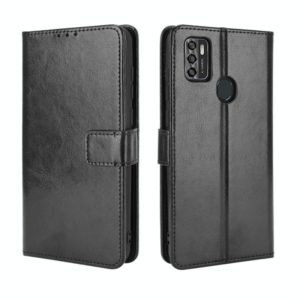 For ZTE Blade A7s 2020 Retro Crazy Horse Texture Horizontal Flip Leather Case with Holder & Card Slots & Lanyard(Black) (OEM)