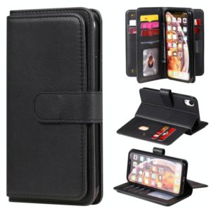 For iPhone XR Multifunctional Magnetic Copper Buckle Horizontal Flip Solid Color Leather Case with 10 Card Slots & Wallet & Holder & Photo Frame(Black) (OEM)