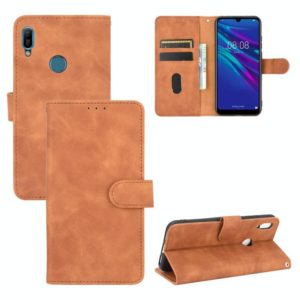 For Huawei Y6 (2019) / Honor Y6s Solid Color Skin Feel Magnetic Buckle Horizontal Flip Calf Texture PU Leather Case with Holder & Card Slots & Wallet(Brown) (OEM)