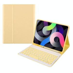 +X3 Universal Candy Color Round Keys Bluetooth Keyboard Leather Case(Lemon Yellow) (OEM)