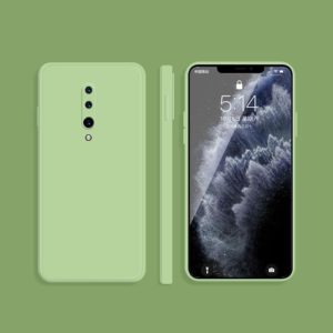 For OnePlus 7 Pro Solid Color Imitation Liquid Silicone Straight Edge Dropproof Full Coverage Protective Case(Matcha Green) (OEM)