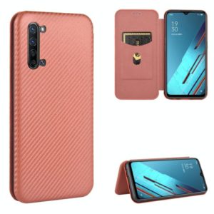 For OPPO Reno3 5G / Find X2 Lite Carbon Fiber Texture Horizontal Flip TPU + PC + PU Leather Case with Card Slot(Brown) (OEM)
