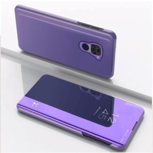 For Motorola G9 Play Plated Mirror Horizontal Flip Leather Case with Holder(Purple Blue) (OEM)
