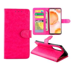 For Honor 50 Crazy Horse Texture Leather Horizontal Flip Protective Case with Holder & Card Slots & Wallet & Photo Frame(Magenta) (OEM)