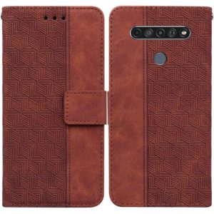 For LG K61 Geometric Embossed Leather Phone Case(Brown) (OEM)