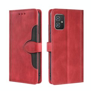 For Asus ZenFone8 ZS590KS Skin Feel Straw Hat Magnetic Buckle Leather Phone Case(Red) (OEM)