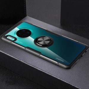 For Huawei Mate 30 Shockproof TPU + Acrylic Protective Case with Metal Ring Holder(Black) (OEM)