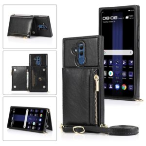 For Huawei Mate 20 Lite Square Zipper Wallet Bag TPU+PU Back Cover Case with Holder & Card Slots & Wallet & Cross-body Strap(Black) (OEM)