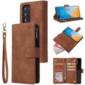 For Huawei P40 Pro Multifunctional Horizontal Flip Leather Case, with Card Slot & Holder & Zipper Wallet & Photo Frame(Brown) (OEM)