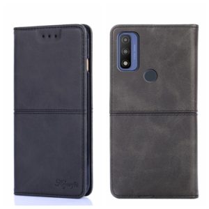 For Motorola G Pure Cow Texture Magnetic Horizontal Flip Leather Phone Case(Black) (OEM)