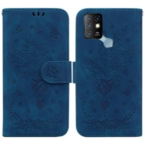 For Infinix Hot 10 X682 Butterfly Rose Embossed Leather Phone Case(Blue) (OEM)