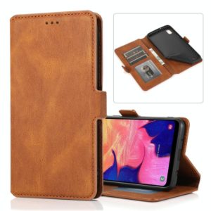 For Samsung Galaxy A10 Retro Magnetic Closing Clasp Horizontal Flip Leather Case with Holder & Card Slots & Photo Frame & Wallet(Brown) (OEM)