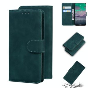 For Nokia 3.4 Skin Feel Pure Color Flip Leather Phone Case(Green) (OEM)