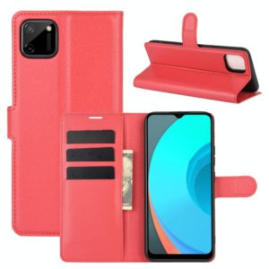 For OPPO Realme C11 Litchi Texture Horizontal Flip Protective Case with Holder & Card Slots & Wallet(Red) (OEM)