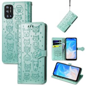 For Doogee N40 Pro Cat and Dog Embossed Horizontal Flip Phone Leather Case with Holder & Card Slot & Wallet & Lanyard(Green) (OEM)