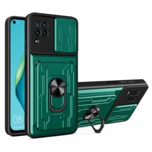 For Huawei P40 Lite Sliding Camshield Card Phone Case(Dark Green) (OEM)