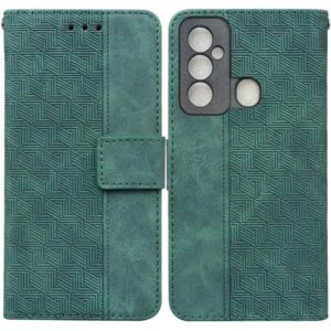 For Tecno Spark 6 GO Geometric Embossed Leather Phone Case(Green) (OEM)