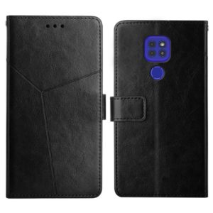 For Motorola Moto G9 / G9 Play Y Stitching Horizontal Flip Leather Phone Case with Holder & Card Slots & Wallet & Photo Frame(Black) (OEM)