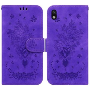 For Sony Xperia Ace III Butterfly Rose Embossed Leather Phone Case(Purple) (OEM)