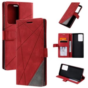 For Samsung Galaxy Note20 Ultra Skin Feel Splicing Horizontal Flip Leather Case with Holder & Card Slots & Wallet & Photo Frame(Red) (OEM)