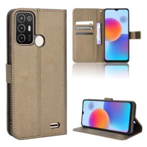 For ZTE Blade A52 Diamond Texture Leather Phone Case(Brown) (OEM)