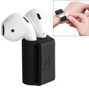Portable Watches Wireless Bluetooth Earphone Silicone Protective Box Anti-lost Dropproof Storage Bag for Apple AirPods 1/2 (Earphone is not Included)(Black) (OEM)