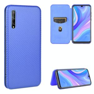 For Huawei Y8p / Enjoy 10S Carbon Fiber Texture Horizontal Flip TPU + PC + PU Leather Case with Card Slot(Blue) (OEM)