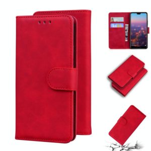 For Huawei P20 Skin Feel Pure Color Flip Leather Phone Case(Red) (OEM)
