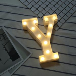 Alphabet Y English Letter Shape Decorative Light, Dry Battery Powered Warm White Standing Hanging LED Holiday Light (OEM)