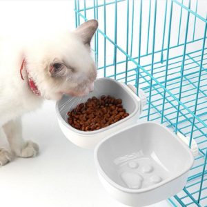 Dog and Cat Anti-choke Feeding Water Hanging Bowl Creative Plastic Pet Bowl, Style:Footprint(Gray) (OEM)
