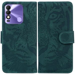 For Tecno Spark 8 / 8T Tiger Embossing Pattern Horizontal Flip Leather Phone Case(Green) (OEM)