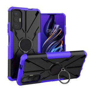 For Tecno Pova 3 Armor Bear Shockproof PC + TPU Phone Case with Ring Holder(Purple) (OEM)