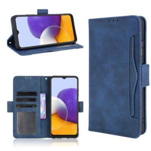 For Samsung Galaxy A22 5G Skin Feel Calf Pattern Horizontal Flip Leather Case with Holder & Card Slots & Photo Frame(Blue) (OEM)