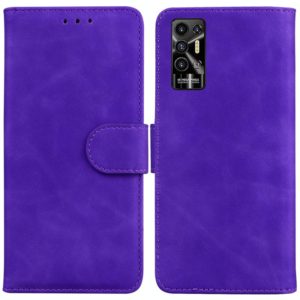 For Tecno Pova 2 Skin Feel Pure Color Flip Leather Phone Case(Purple) (OEM)
