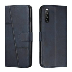 For Sony Xperia 10 III / 10 III Lite Stitching Calf Texture Buckle Leather Phone Case(Blue) (OEM)