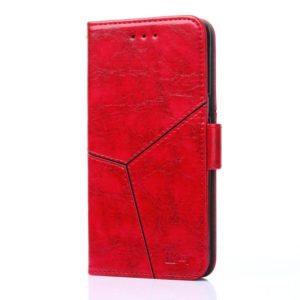 For Motorola Moto E7 / E (2020) Geometric Stitching Horizontal Flip TPU + PU Leather Case with Holder & Card Slots & Wallet(Red) (OEM)