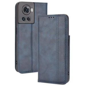 For OnePlus Ace 5G / 10R Magnetic Buckle Retro Texture Leather Phone Case(Blue) (OEM)